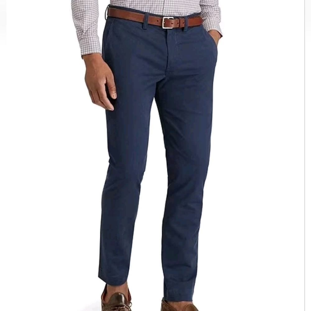 Ralph Lauren Stretch Straight Fit Cotton Twill Chino Pants Sz 40 Navy Pony NWOT